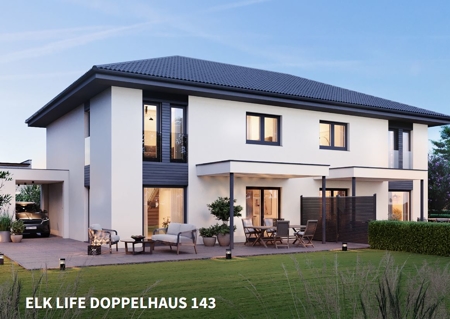 Zweifamilienhaus als Doppelhaus (Walm- oder Flachdach) Preis je Hälfte bitte.